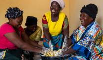A group women making bread in Malawi