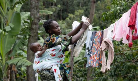 Joyce hanging washing 