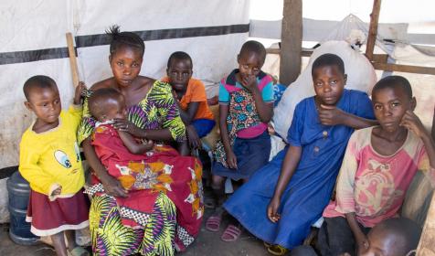 Chance and her children live in the Katashola camp in Kalehe, DRC