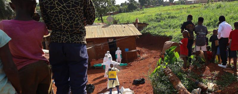 Community in DRC watching health workers during Ebola Outbreak 2026